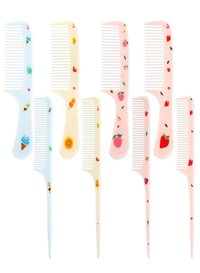 Kifmurase 8 Pcs Cute Hair Comb Set, Toddler Tiny Hair Comb Rat Tail Baby Combs Pink Strawberry Baby Hairs Brush Plastic Parting Combs for Girls Curly Straight Long Hairs - Image 1